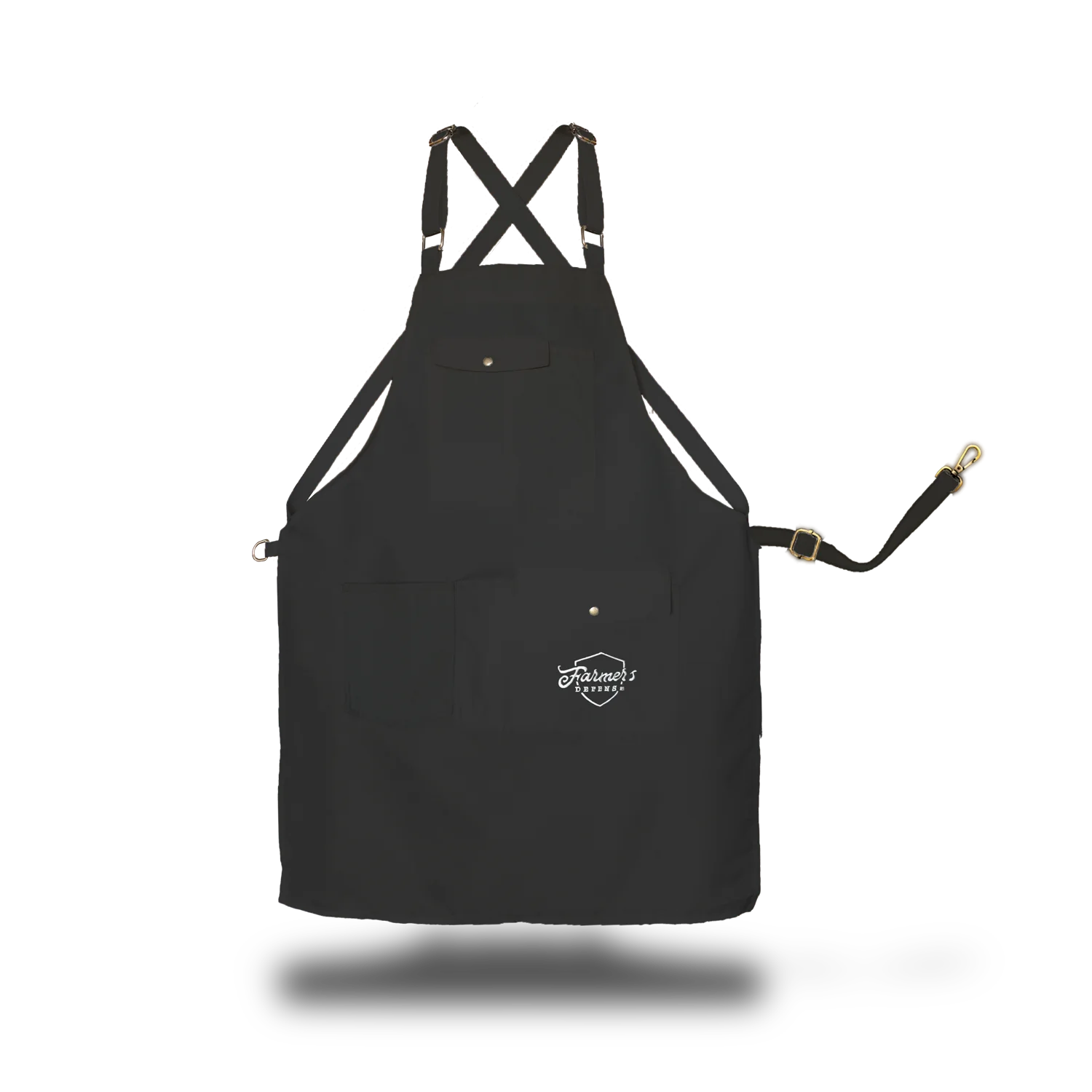 Front view of Black Farmers Defense Lightweight Work Apron featuring logo