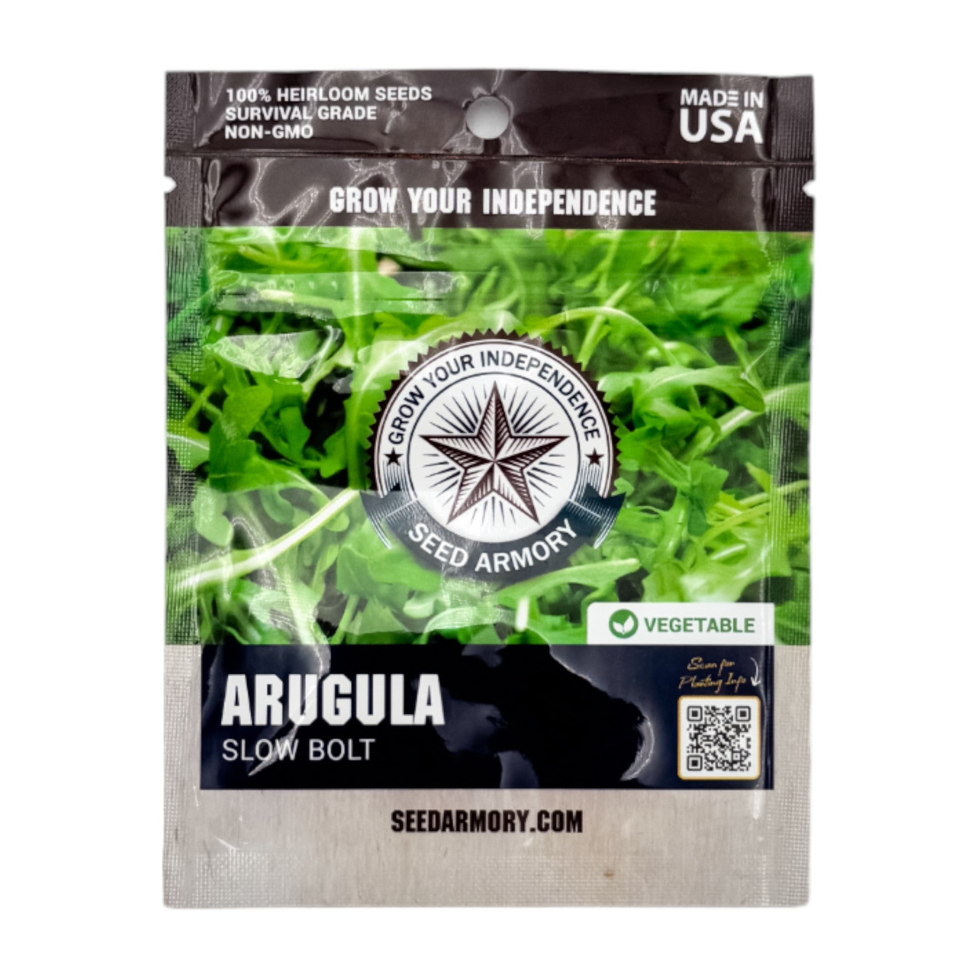 arugula seeds from plant Arugula Vegetable Seeds in Survival Grade Mylar Packets