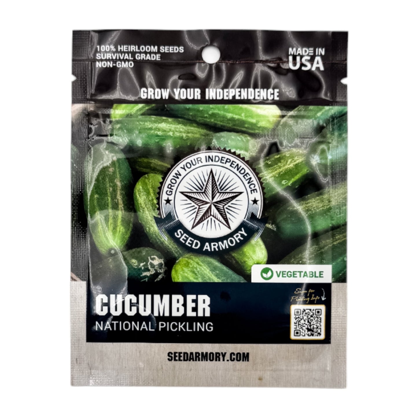 Front packet of Heirloom National Pickling cucumber seeds