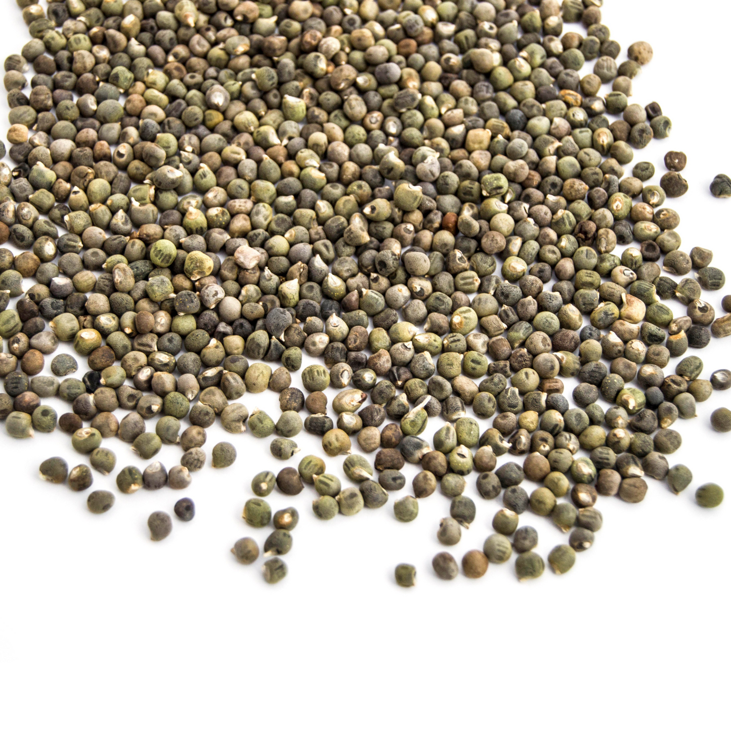 Display of Clemson Spineless Okra Seeds scattered on a surface