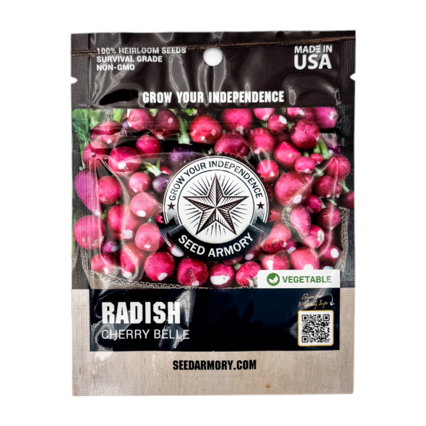 Front packet of Cherry Belle radish heirloom seeds