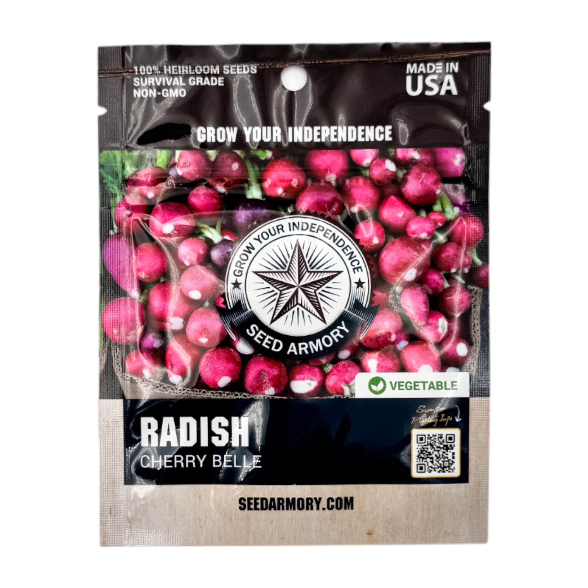 Front packet of Cherry Belle radish heirloom seeds