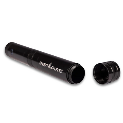 Cross-Fire Dual-Arc Plasma Lighter on display with unscrewed top white background
