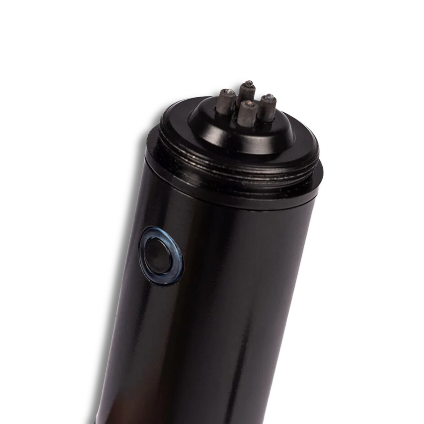 View of lighter tip of the Cross-Fire Plasma Lighter with blue activation button