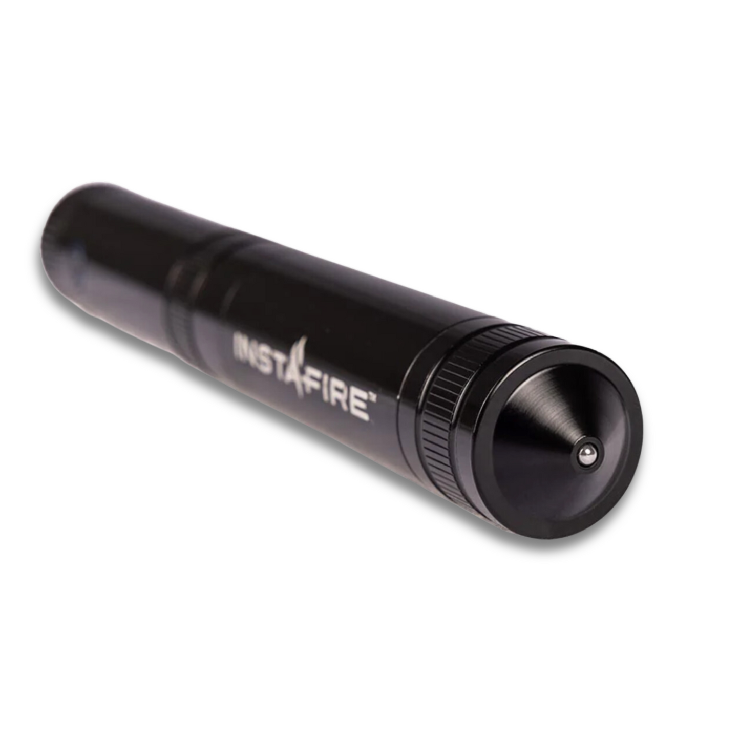 Bottom view of Cross-Fire branded Plasma Lighter displaying glass-breaking tip