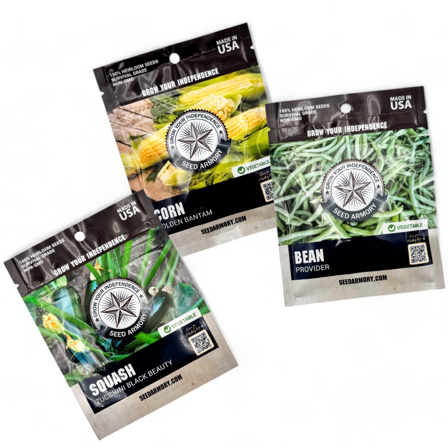 3 Sisters Companion Planting Bundle - Corn, Squash & Beans Heirloom Seeds