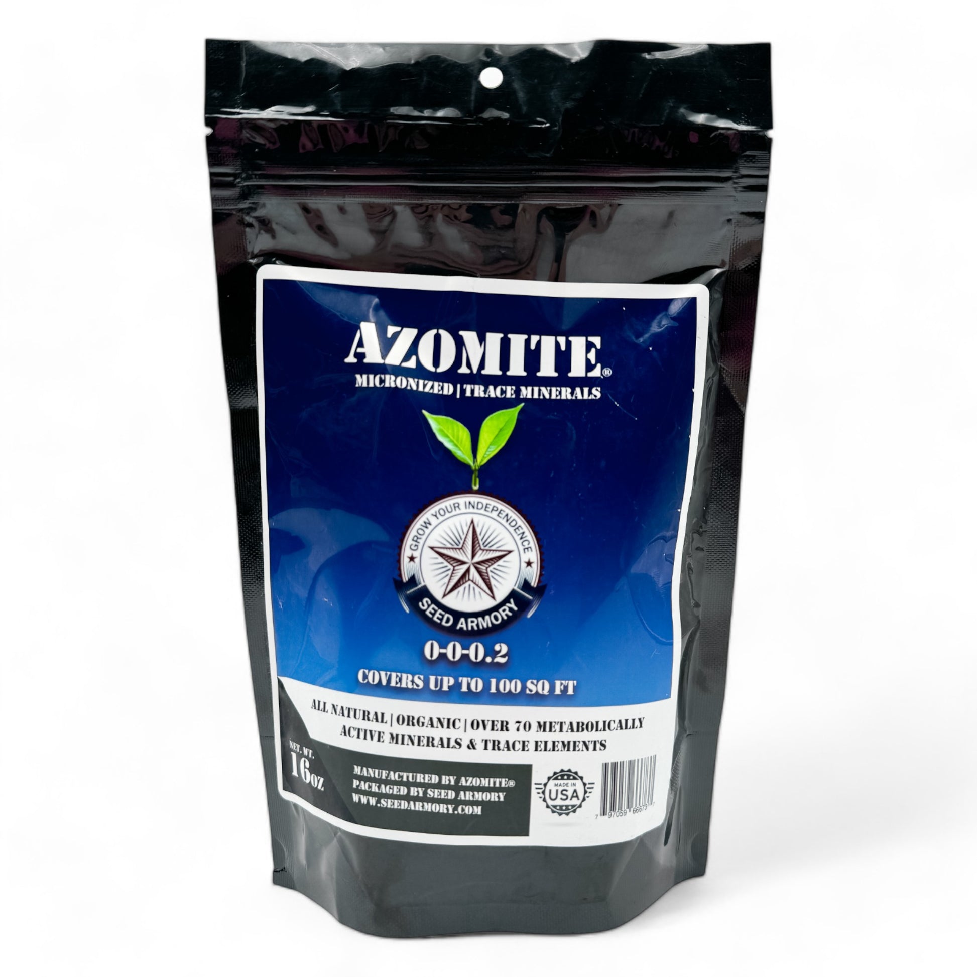 High-quality organic Azomite fertilizer in branded packaging, suitable for garden enthusiasts