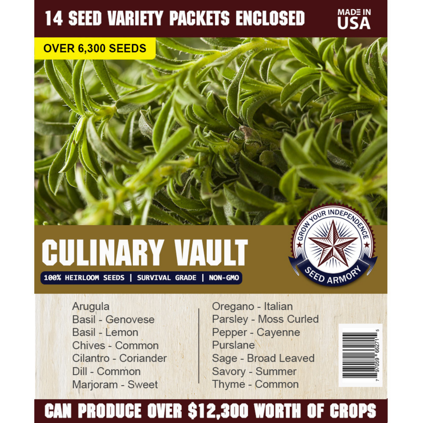 Heirloom herb seed packets from the Survival Seed Vault Super Kit