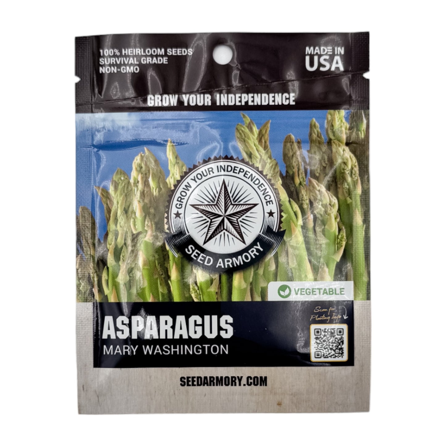Close-up of Mary Washington asparagus heirloom seeds