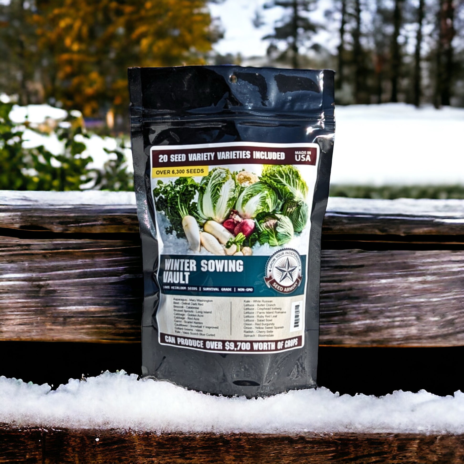 Front package of Winter Sowing Vault displayed in a natural setting