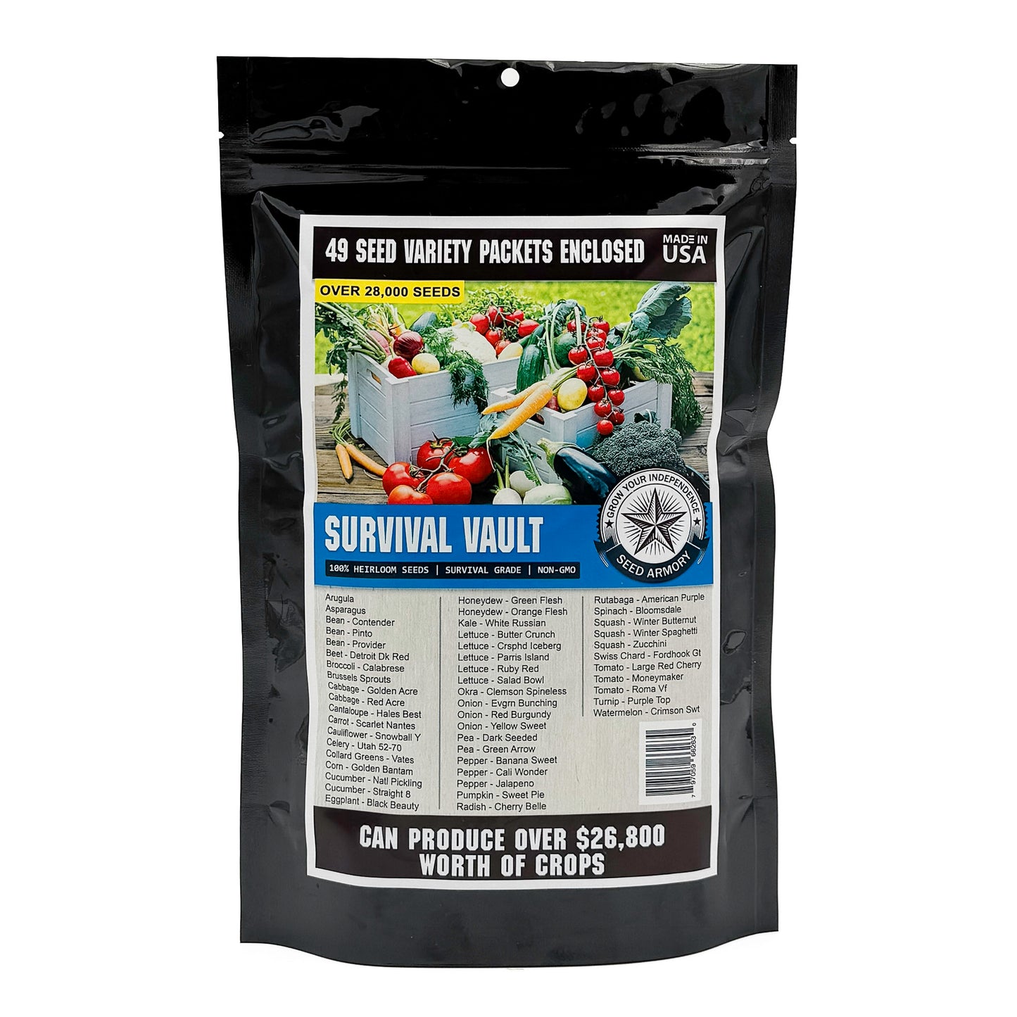 Vegetable seed mix from the Survival Seed Vault for emergency preparedness
