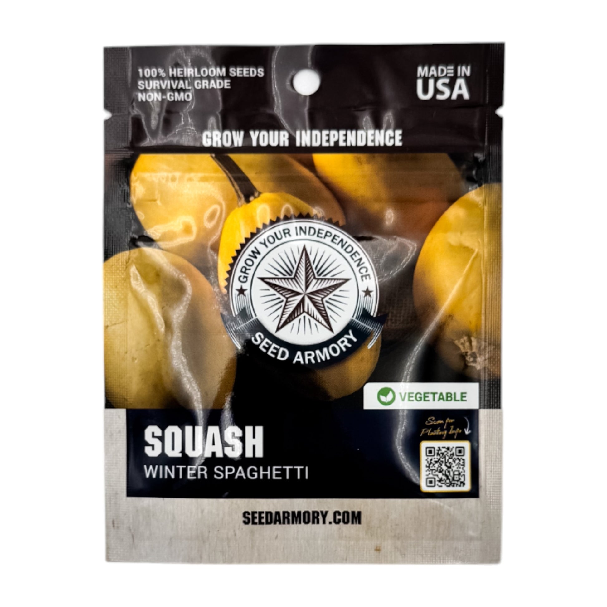 Front packet of Winter spaghetti squash heirloom seeds
