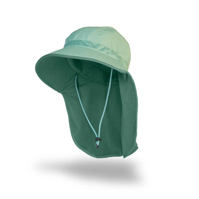 Green Farmers Defense sun hat featuring a adjustable chin strap