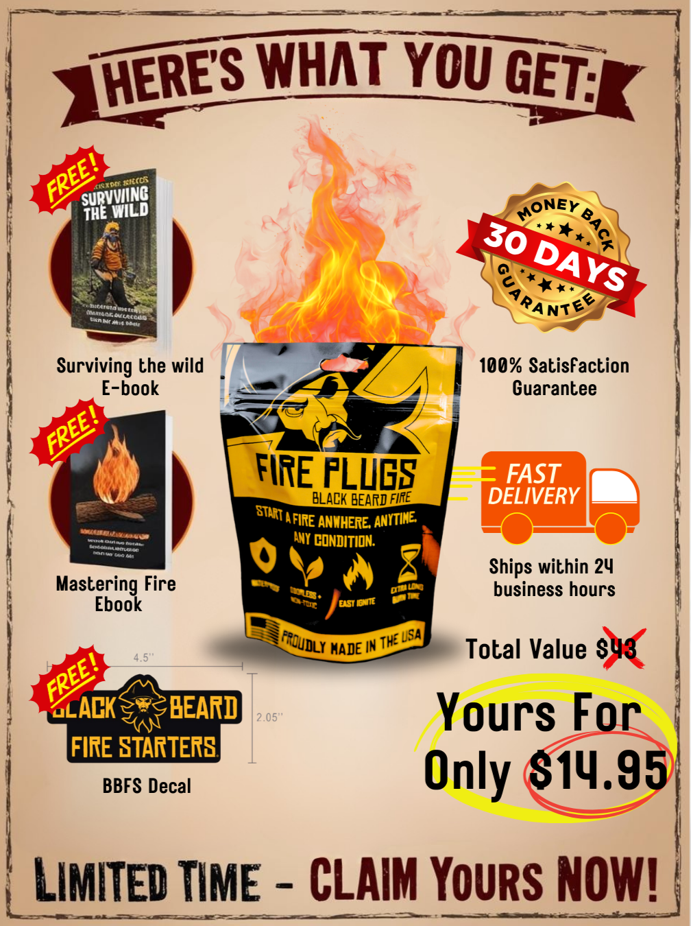 Black Beard Fire Starter Sticks | Fire Starter Tinder