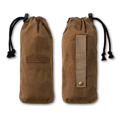 Brown Canvas Bushcraft Bag front and back view with belt strap