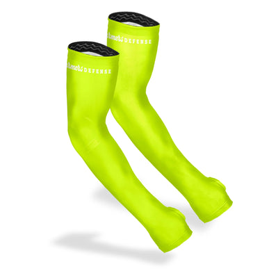 High-visibility neon yellow gardening sleeves for arm protection