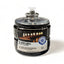 Long-burning emergency candle with a black lid and informational label