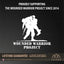 Wounded Warrior Project display graphic explaining the TACAMO products support them and have a lifetime guarantee