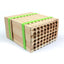 Wooden tray designed for mason bees with green straps