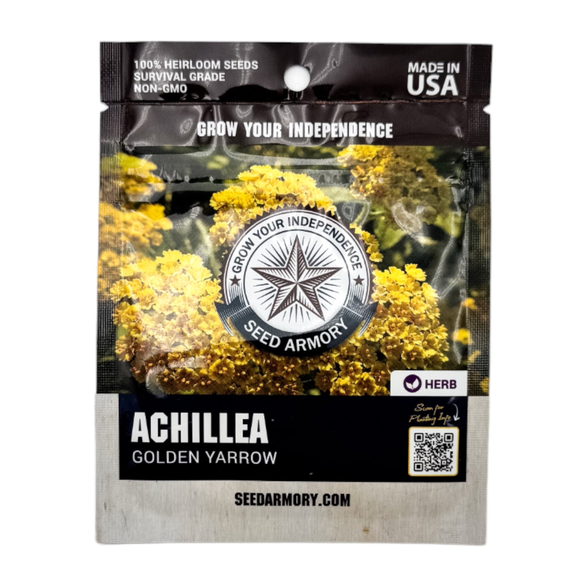One-ounce packet of Achillea 'Golden Yarrow' heirloom seeds