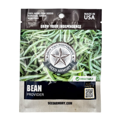 Front packet of Heirloom Provider bean seeds