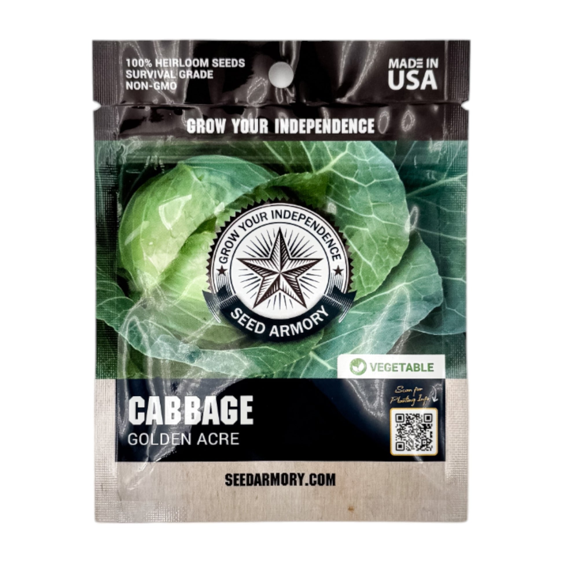 Golden Acre cabbage seed packet with visible label