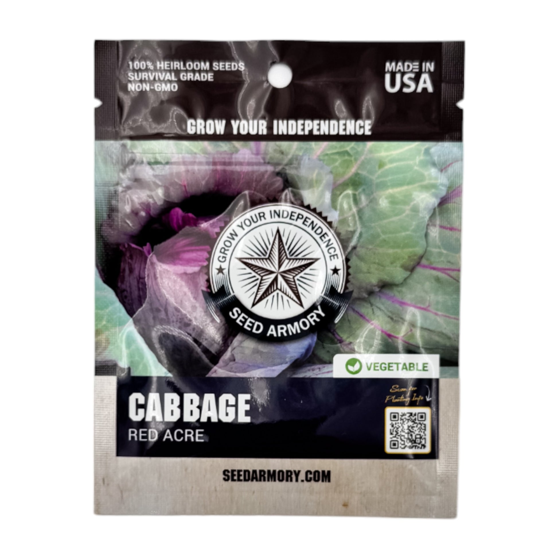 Packet of Red Acre cabbage heirloom seeds