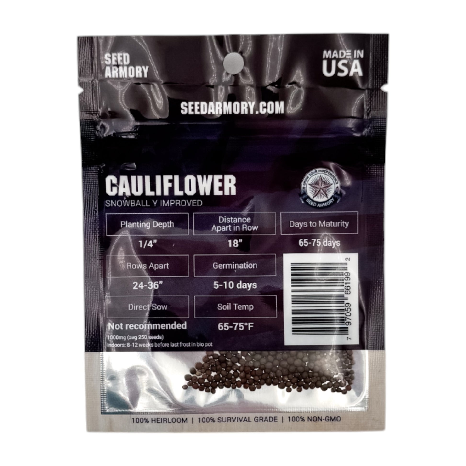 cauliflower plant seeds Cauliflower - Snowball Y Improved | Mylar Packaged