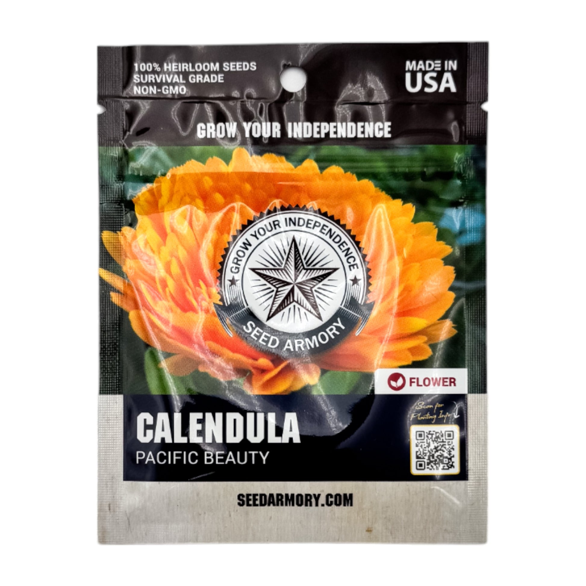 'Pacific Beauty' heirloom Calendula seeds packet