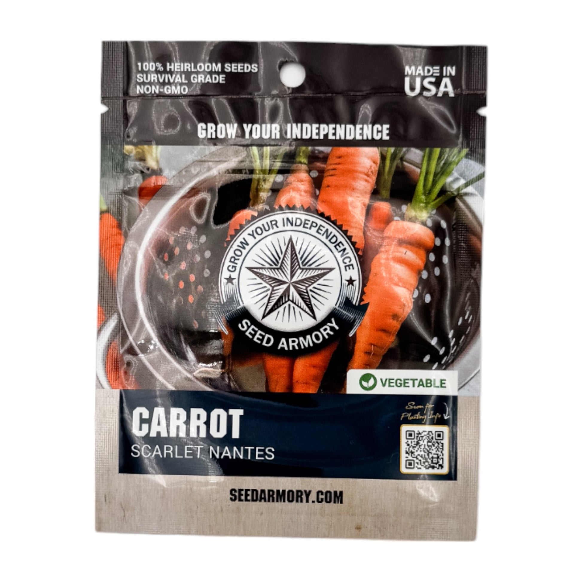 Packet of Heirloom Scarlet Nantes carrot seeds