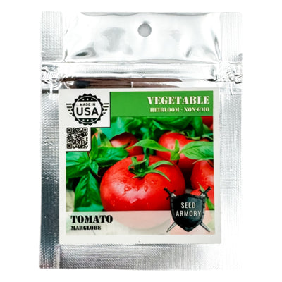 Front packet of Marglobe tomato heirloom seeds