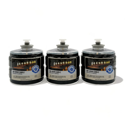 Trio of 100-hour emergency candles with black and white design