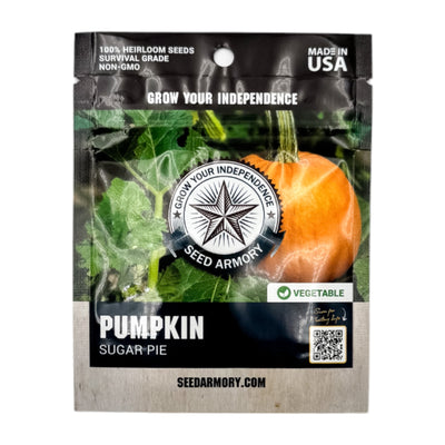 Front packet of Sugar Pie Pumpkin Heirloom Seeds