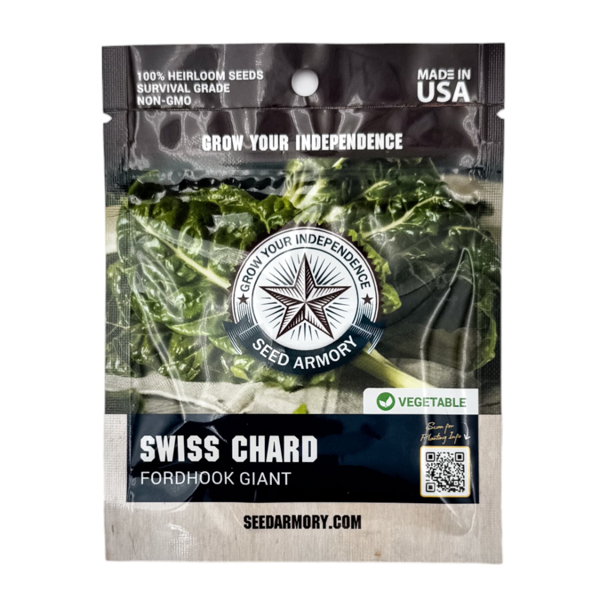 Front packet of 'Fordhook Giant' Swiss chard heirloom seeds