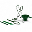 Complete 6-piece set for canning with green utensils including a ladle and tongs