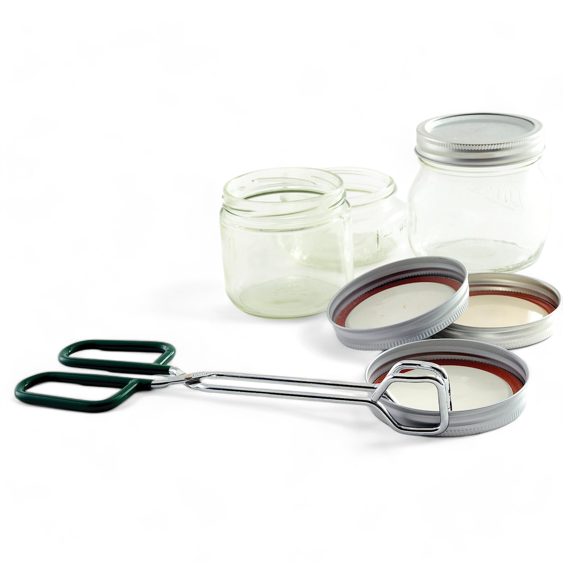 Open canning jars featuring jar tongs