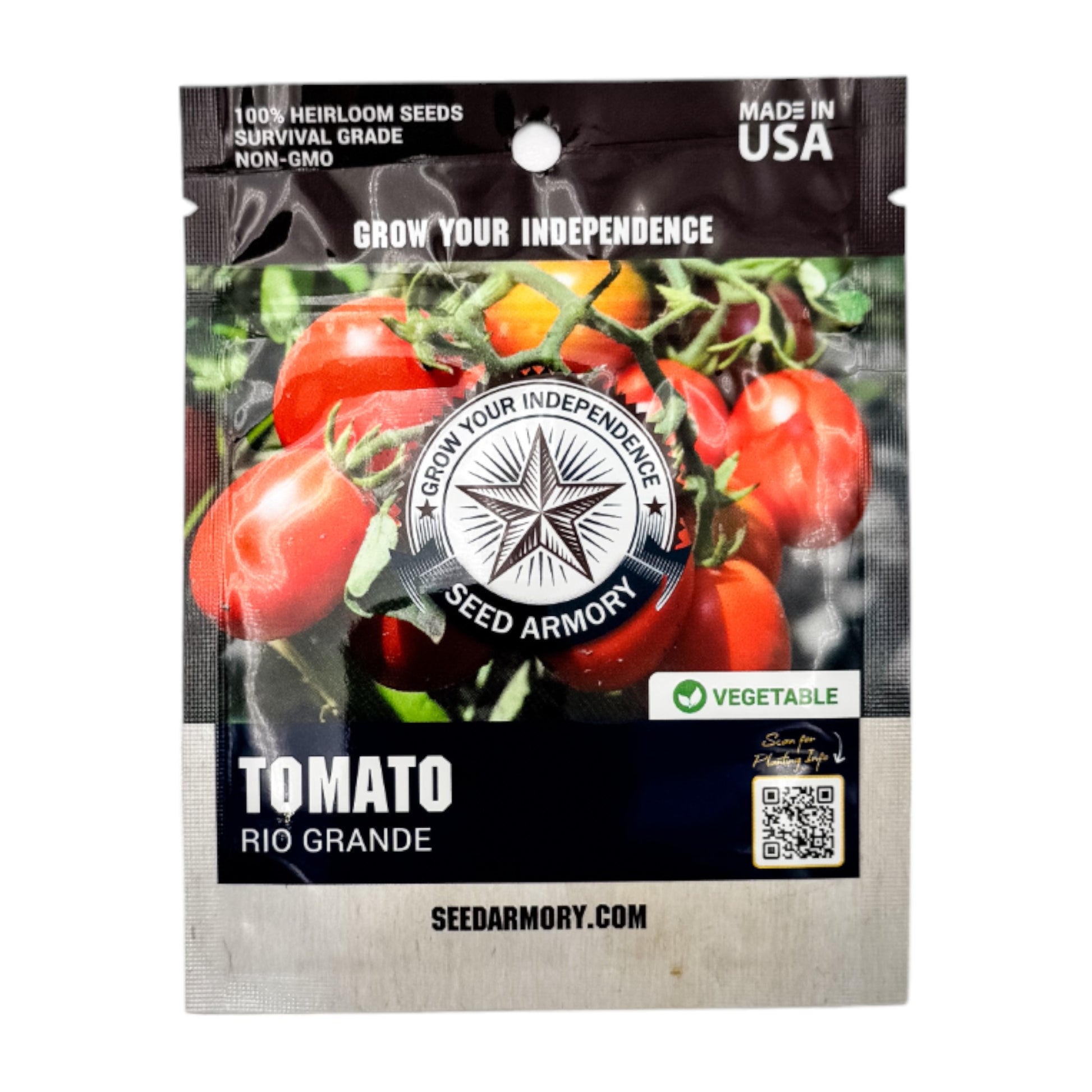 Front packet of Rio Grande tomato heirloom seeds
