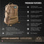 Description of the unique features and design elements on the BC50 50L Tactical Backpack