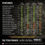 Chart featuring benefits of the coyote brown survivorcord, weight, and dimensions