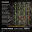 Chart featuring benefits of the ACU urban camo survivorcord, weight, and dimensions