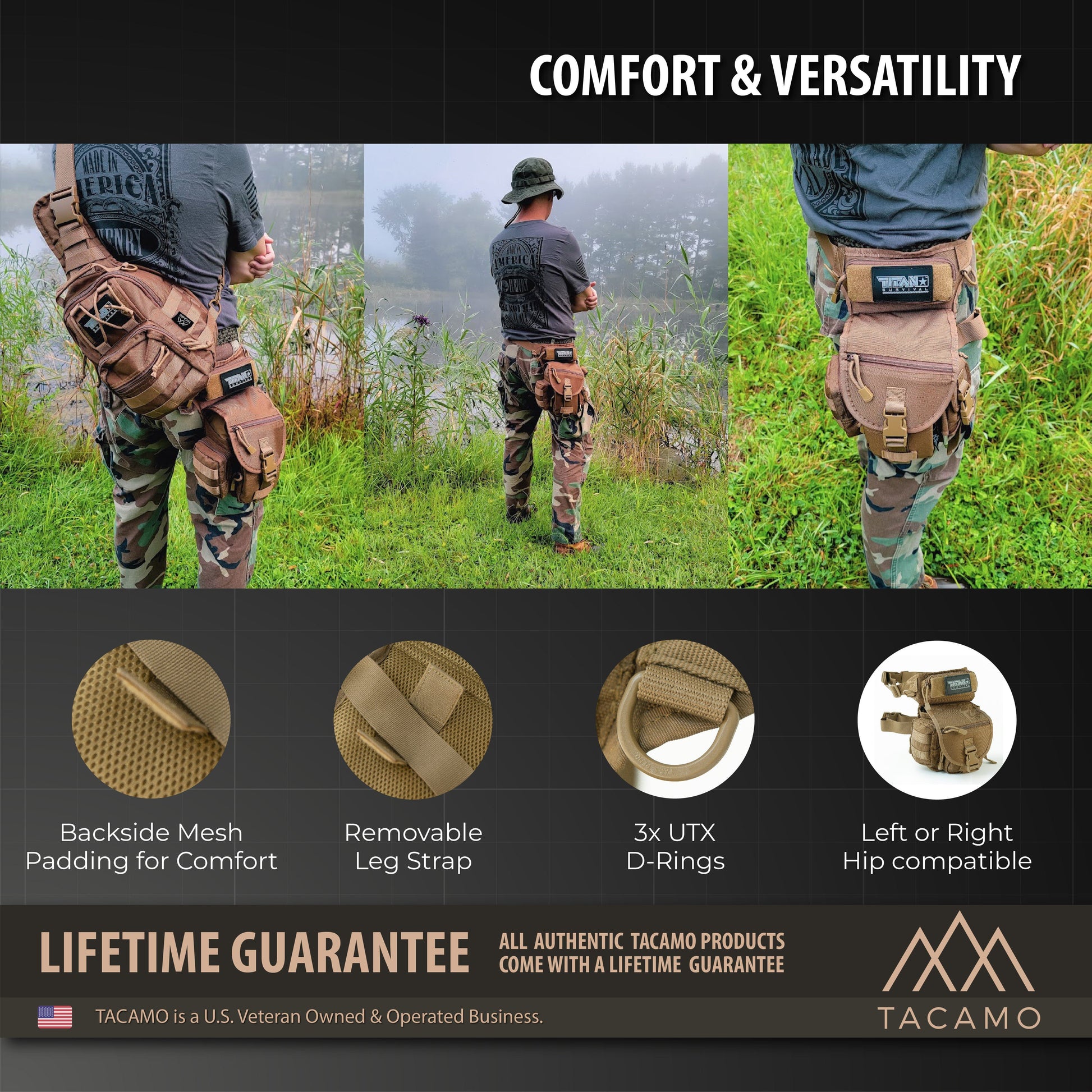 HB10 10L Tactical Drop Leg Bag highlighting its comfort and adjustable straps for versatile wear