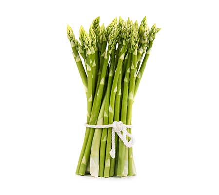 Fresh Mary Washington asparagus spears isolated on white background